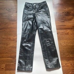 NWOT Vintage genuine leather Banana Republic pants black, Size 0